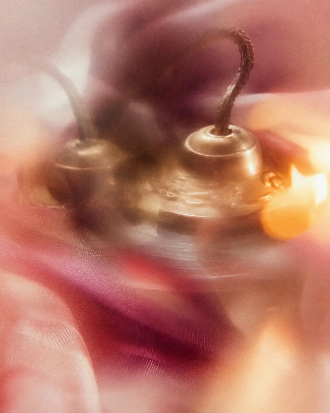 crystal singing bowl in warm blurred light